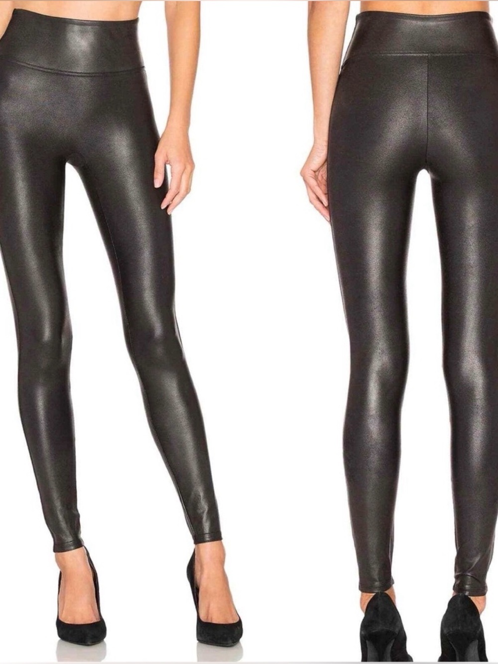 SPANX 2437Q Faux Leather Leggings Black 🖤Medium Petite - High Rise Shaping